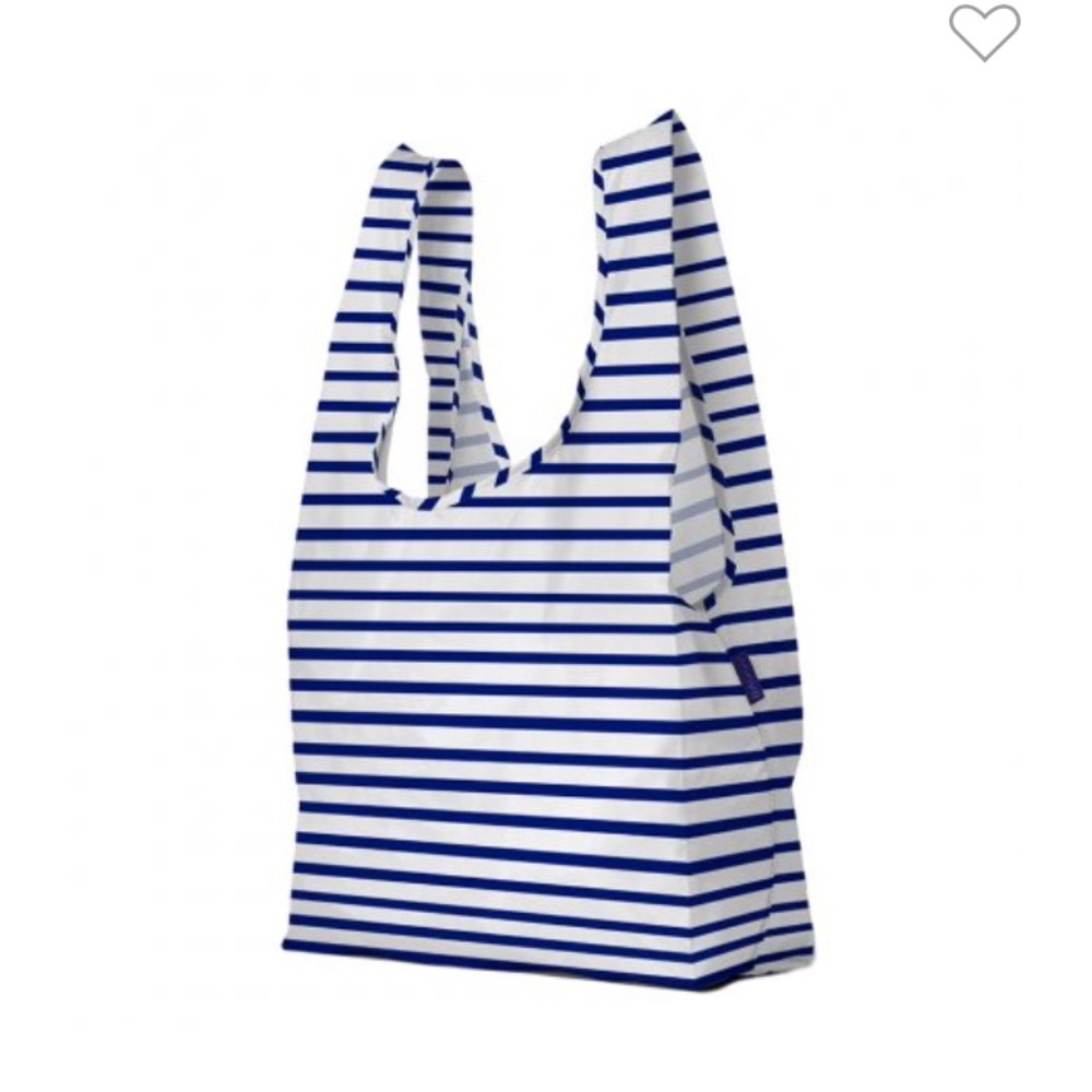 Big Baggu Bag - nautical white and navy stripe